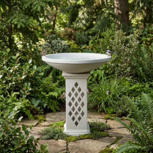 Diamond Base Birdbath - White