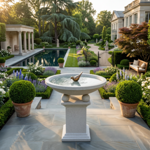 Terrazzo Birdbath - White