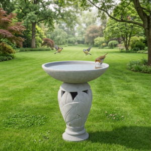 Burung Birdbath Casted Stone - Creme