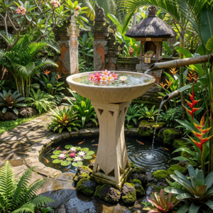 Palm Leaf Birdbath - Creme
