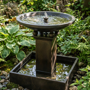 Terrazzo Birdbath Water Feature - Black