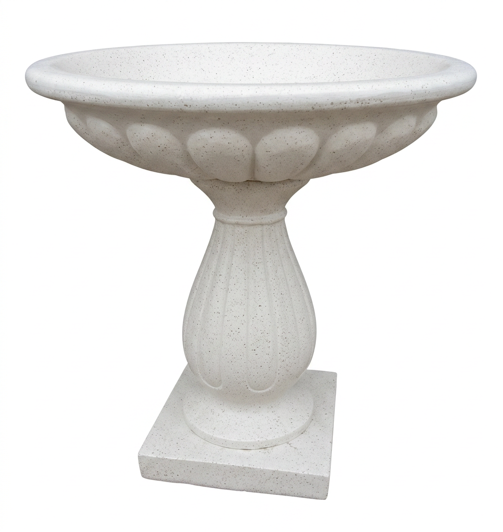 Ornate Terrazzo Birdbath - White - Image 2