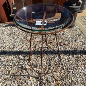 Glass Bowl with Rust Stand