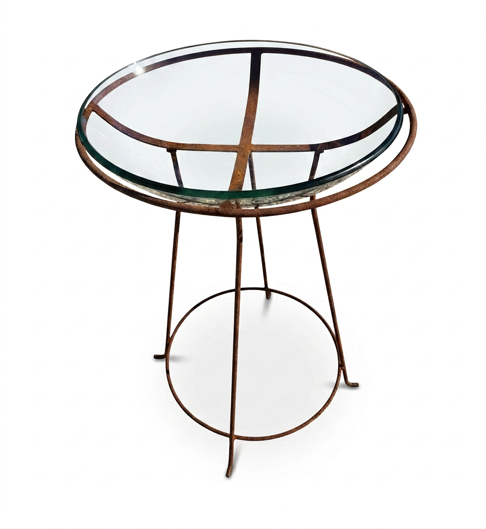 Glass Bowl with Rust Stand - Image 2