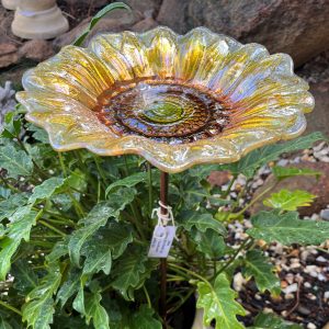 Glass Bird Bath on Stake- Sunflower