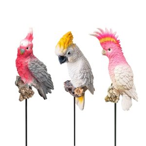 Cockatoos on a stake Garden Feature