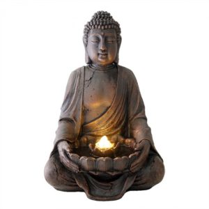 Bronze Buddha With Candle Garden Statue