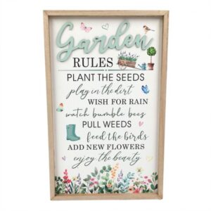 Rustic Garden Rules Wooden Wall Sign