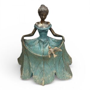 Resin Girl In Leaf Skirt with Bird