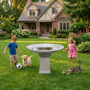Grande Terrazzo Birdbath - White