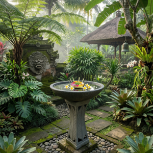 Palm Leaf Birdbath - Black