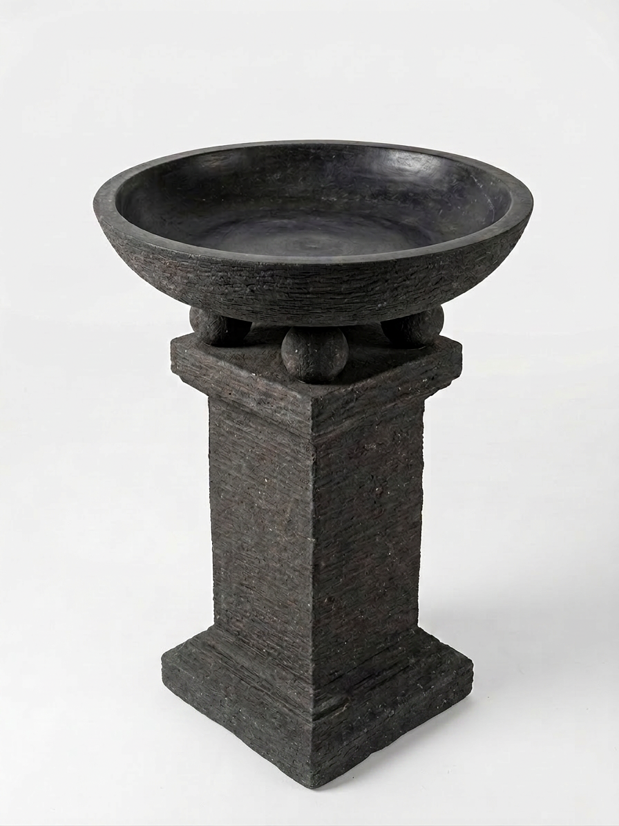 Small Chalice Birdbath - Black - Image 2