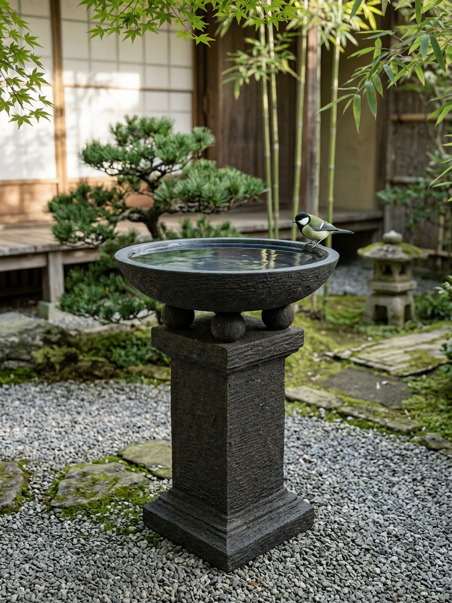 Small Chalice Birdbath - Black