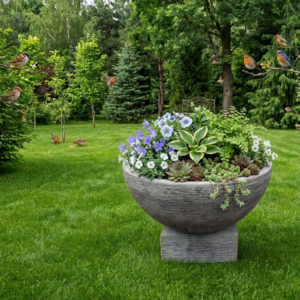 Belly Pot/Birdbath on small stand