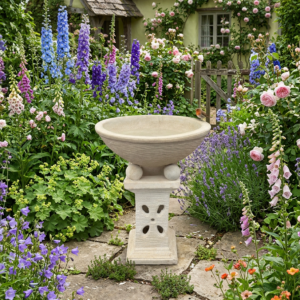 Butterfly Birdbath Short – Creme