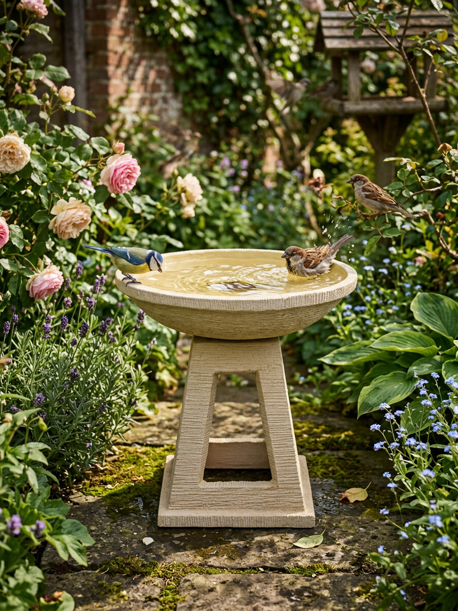 Tripod Birdbath - Creme