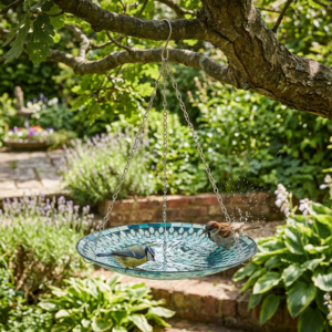 Mosaic Hanging Bird Bath Green
